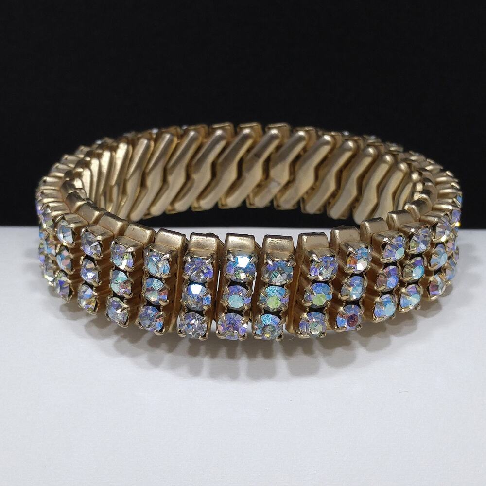 Vintage 1950s AB Rhinestones Expansion Bracelet